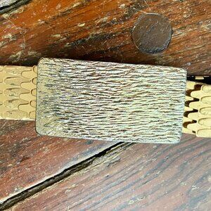 Vintage 50s 60s Gold Metal Buckle Fish Scale Elastic Belt 33" Long EUC